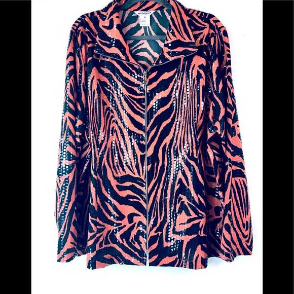 Misook Jackets & Blazers - Exclusively Misook Zebra Sequined Full Zip Jacket